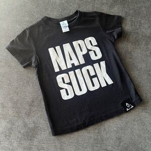 Trilogy Size 3T Kids Black Short Sleeve Tee with White 'NAPS SUCK' Graphic